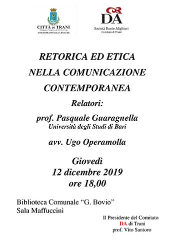 Scopri di più sull'articolo Incontro tematico su ETICA E RETORICA NELLA COMUNICAZIONE