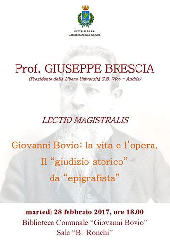 Scopri di più sull'articolo “Giovanni Bovio: La vita e l’opera”, Lectio Magistralis